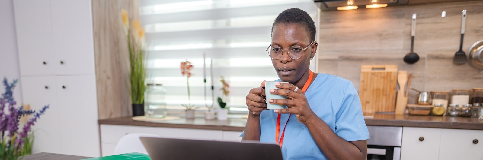 Caregiver accessing online continuing education support